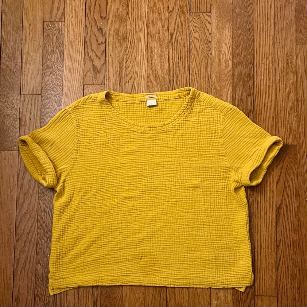 Magaschoni Mustard Short Sleeve Top 💯 Organic Cotton